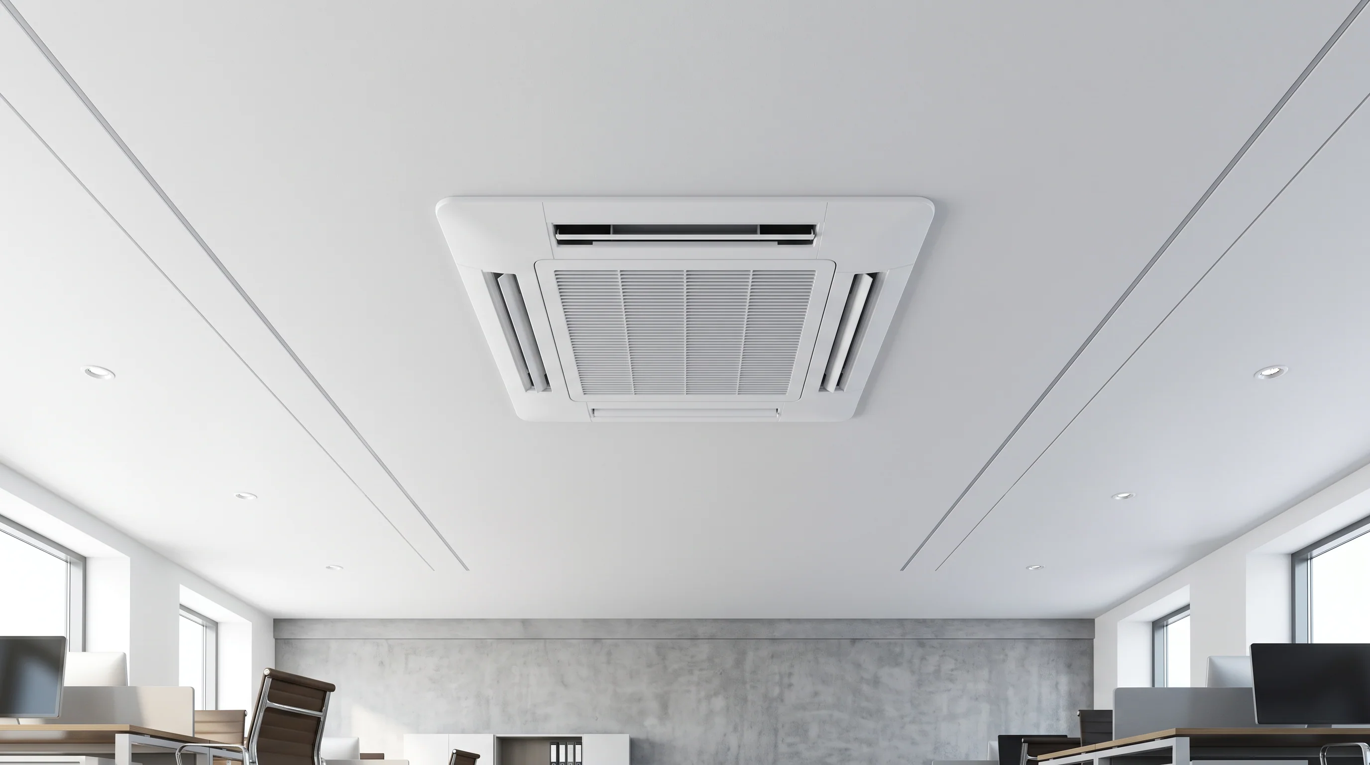 Ceiling cassette air conditioner in an office
